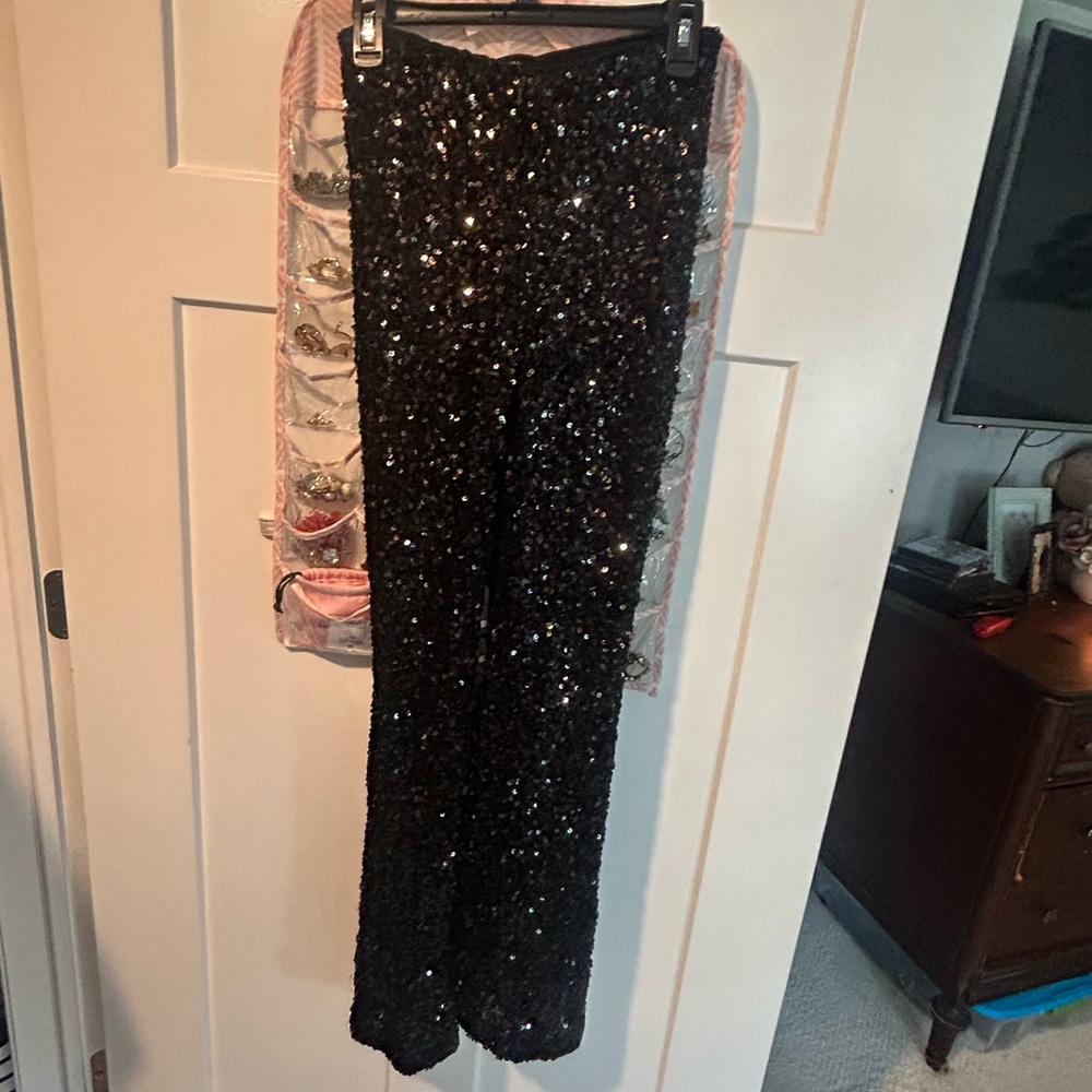 Forever 21 Black Sequin flare pants